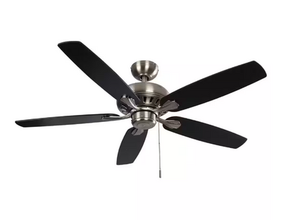Hampton Bay Rockport 52 in. Indoor LED Brushed Nickel Ceiling Fan with Light Kit, Downrod, Reversible Blades and Reversible Motor