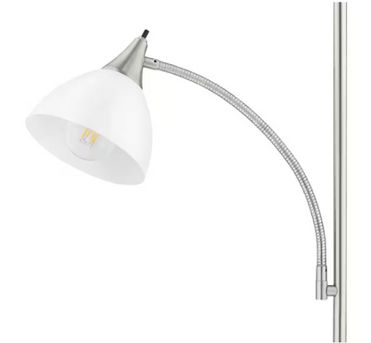 Hampton Bay 70 in. Brushed Nickel Mother Daughter 2-Light Torchiere Floor Lamp with Plastic Shade