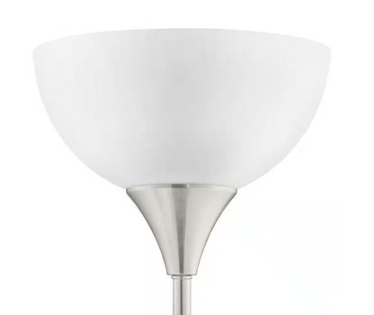 Hampton Bay 70 in. Brushed Nickel Mother Daughter 2-Light Torchiere Floor Lamp with Plastic Shade