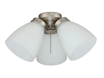 Elite 3-Light Brushed Nickel Ceiling Fan Shades LED Light Kit