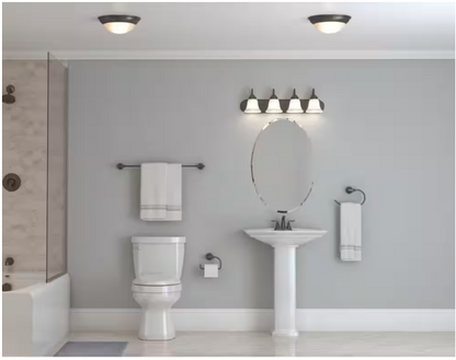 Progress Lighting Solvang 30 in. 4-Light Antique Bronze Traditional Bathroom Vanity Light with Alabaster Glass