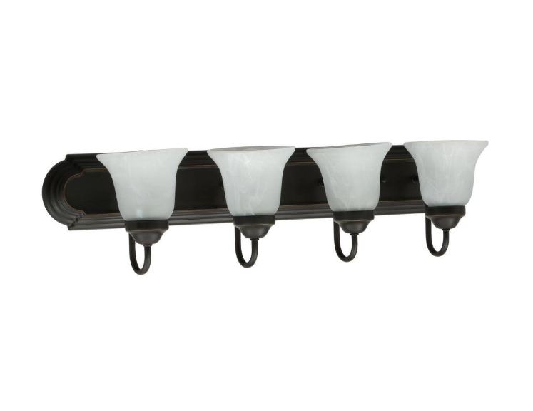 Progress Lighting Solvang 30 in. 4-Light Antique Bronze Traditional Bathroom Vanity Light with Alabaster Glass