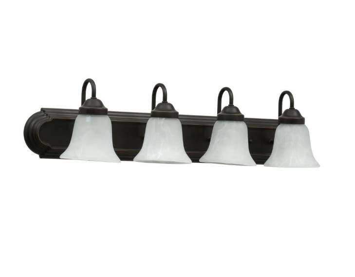 Progress Lighting Solvang 30 in. 4-Light Antique Bronze Traditional Bathroom Vanity Light with Alabaster Glass
