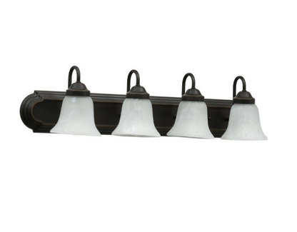Progress Lighting Solvang 30 in. 4-Light Antique Bronze Traditional Bathroom Vanity Light with Alabaster Glass