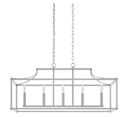 Home Decorators Collection Crestview 34 in. 5-Light Brushed Nickel Transitional Linear Chandelier