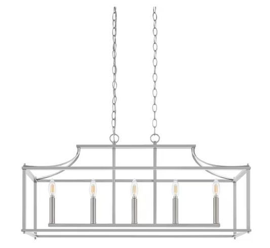Home Decorators Collection Crestview 34 in. 5-Light Brushed Nickel Transitional Linear Chandelier