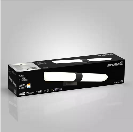 Artika Wilton 27 in. 1 Light Black Modern Integrated LED 5 CCT Vanity Light Bar for Bathroom