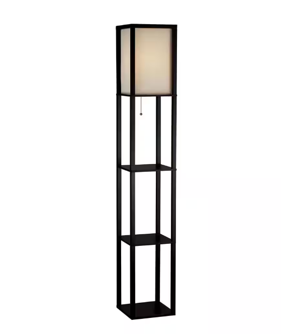 Hampton Bay 63 in. Black Shelf Floor Lamp