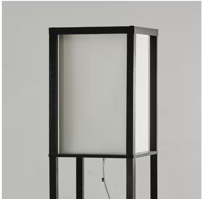 Hampton Bay 63 in. Black Shelf Floor Lamp