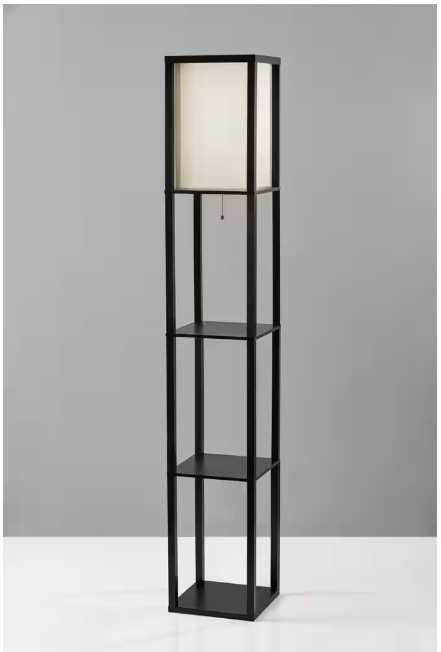Hampton Bay 63 in. Black Shelf Floor Lamp