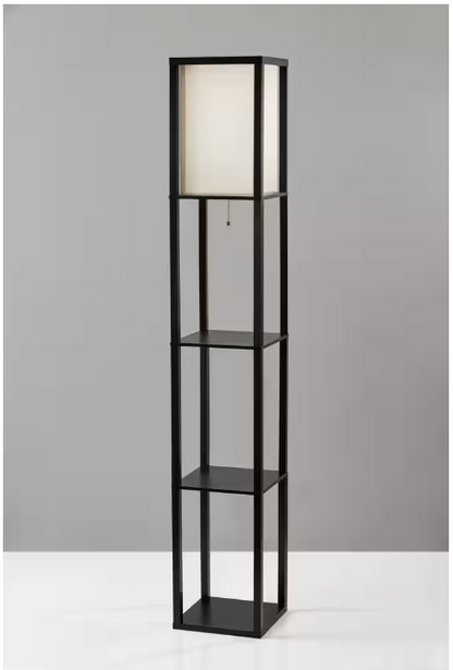 Hampton Bay 63 in. Black Shelf Floor Lamp