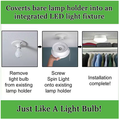 Commercial Electric Spin Light 7 in. Closet Light with Pull Chain LED Flush Mount Ceiling Light 830 Lumens 4000K Bright White Basement Light