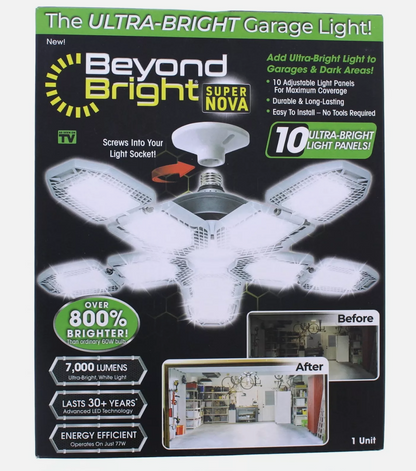 BEYOND BRIGHT 60-Watt Ultra Bright LED Light Bulb 6500K with 10 Adjustable Light Panels