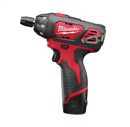 Milwaukee M12 12V Lithium-Ion Cordless 1/4 in. Hex Screwdriver Kit with Two 1.5Ah Batteries, Charger and Tool Bag