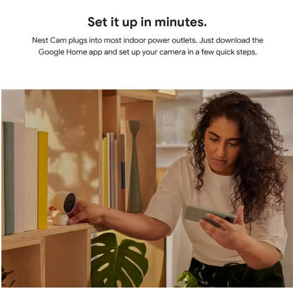 Google Nest Cam - Indoor Wired Smart Home Security Camera - Snow