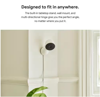 Google Nest Cam - Indoor Wired Smart Home Security Camera - Snow