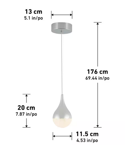 Artika Glitzer 6.5-Watt 1 Light Chrome Modern Integrated LED Mini Pendant Light Fixture for Kitchen Island