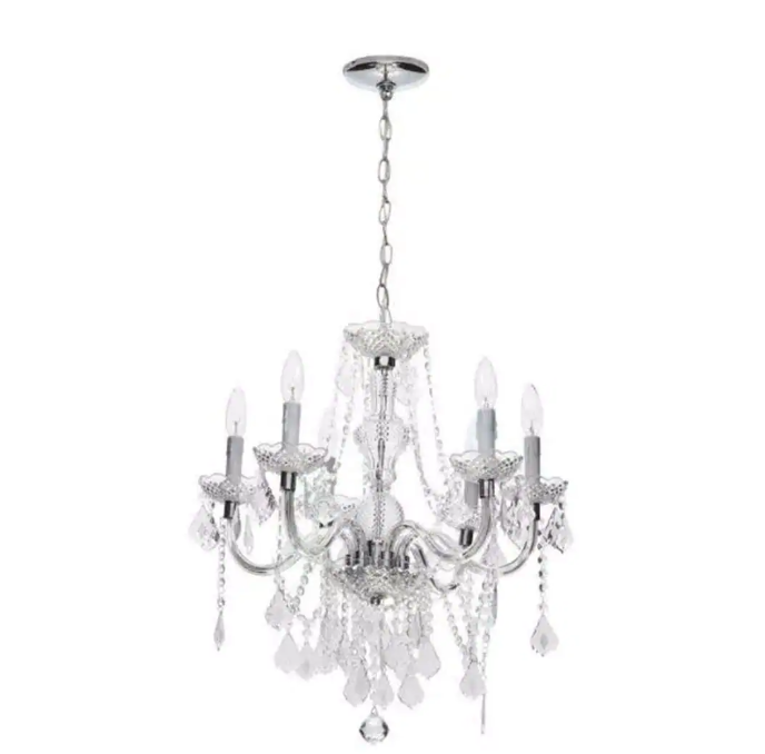 Hampton Bay Maria Theresa 6-Light Chrome with Clear Acrylic Chandelier