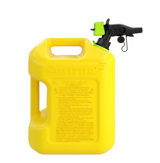Scepter 5 gal. Smart Control Diesel Can with Rear Handle, Yellow Fuel Container
