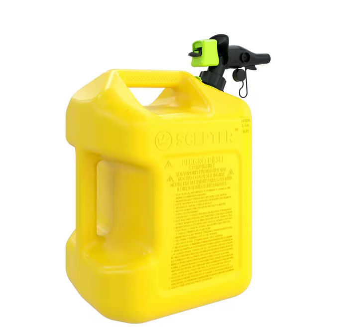 Scepter 5 gal. Smart Control Diesel Can with Rear Handle, Yellow Fuel Container