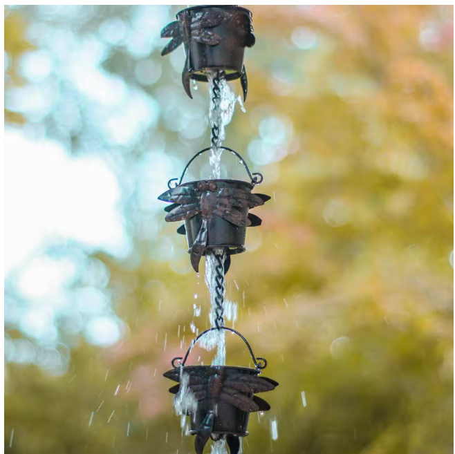 Trademark Innovations Rain Chain Copper Colored Bucket with Dragonfly Design for Gutters and Downspouts