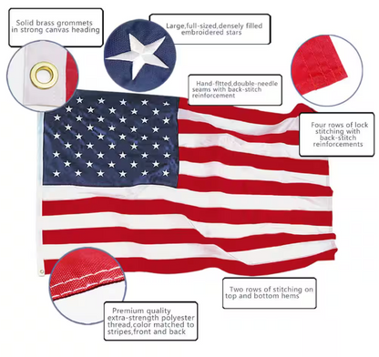 ANLEY EverStrong 5 ft. x 8 ft. American US Heavy-Duty Nylon Flags Embroidered Stars and Sewn Stripes USA with Brass Grommets