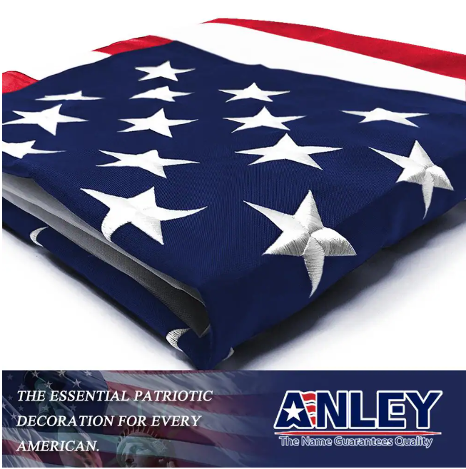 ANLEY EverStrong 5 ft. x 8 ft. American US Heavy-Duty Nylon Flags Embroidered Stars and Sewn Stripes USA with Brass Grommets