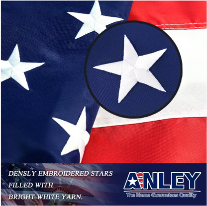 ANLEY EverStrong 5 ft. x 8 ft. American US Heavy-Duty Nylon Flags Embroidered Stars and Sewn Stripes USA with Brass Grommets