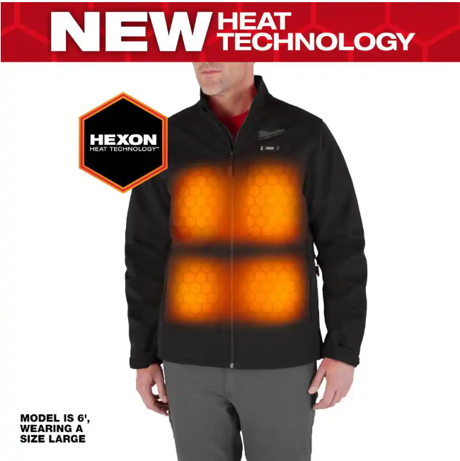 Milwaukee Men's Large M12 12-Volt Lithium-Ion Cordless Tough Shell Black Heated Jacket with (1) 3.0 Ah Battery and Charger