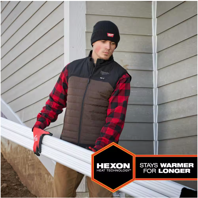 Milwaukee Men's X-Large M12 12-Volt Lithium-Ion Cordless Axis Gray Heated Quilted Vest Kit with One 2.0 Ah Battery and Charger