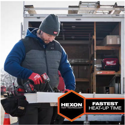Milwaukee Men's X-Large M12 12-Volt Lithium-Ion Cordless Axis Gray Heated Quilted Vest Kit with One 2.0 Ah Battery and Charger