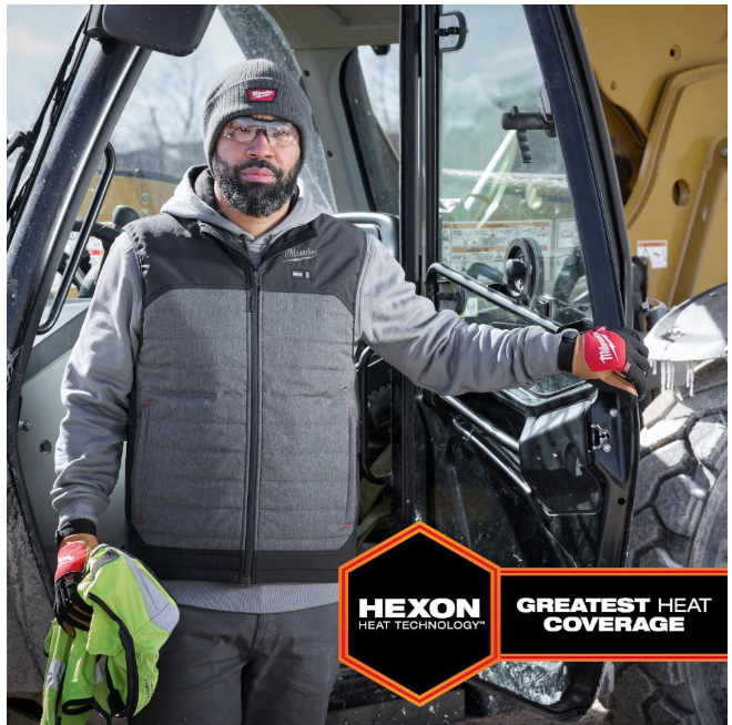 Milwaukee Men's X-Large M12 12-Volt Lithium-Ion Cordless Axis Gray Heated Quilted Vest Kit with One 2.0 Ah Battery and Charger