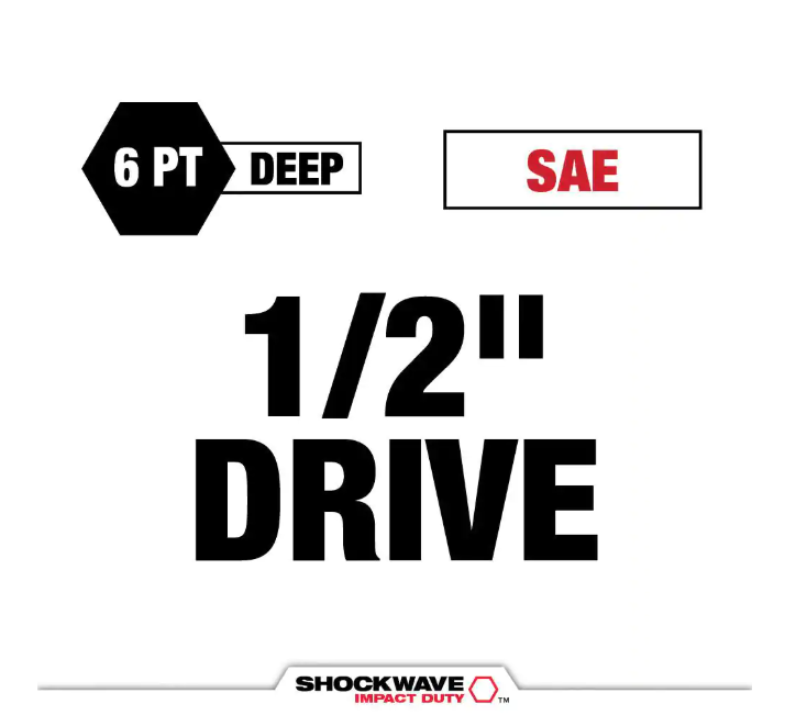 Milwaukee SHOCKWAVE 1/2 in. Drive SAE Deep Well 6 Point Impact Socket Set (18-Piece)