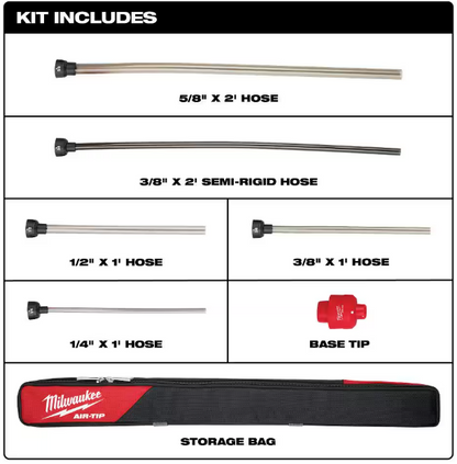 Milwaukee AIR-TIP 1-1/4 in. - 2-1/2 in. Long Reach Flexible Hose Set Wet/Dry Shop Vacuum Attachment (5-Piece)