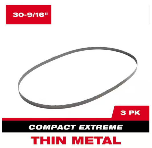 Milwaukee 30-9/16 in. 12/14 TPI Compact Extreme Thin Metal Cutting High Speed Steel Band Saw Blade (3-Pack) For M12 FUEL Bandsaw