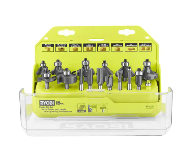 RYOBI Shank Carbide Router Bit Set (15-Piece)