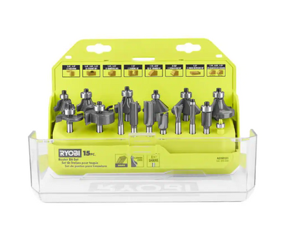 RYOBI Shank Carbide Router Bit Set (15-Piece)