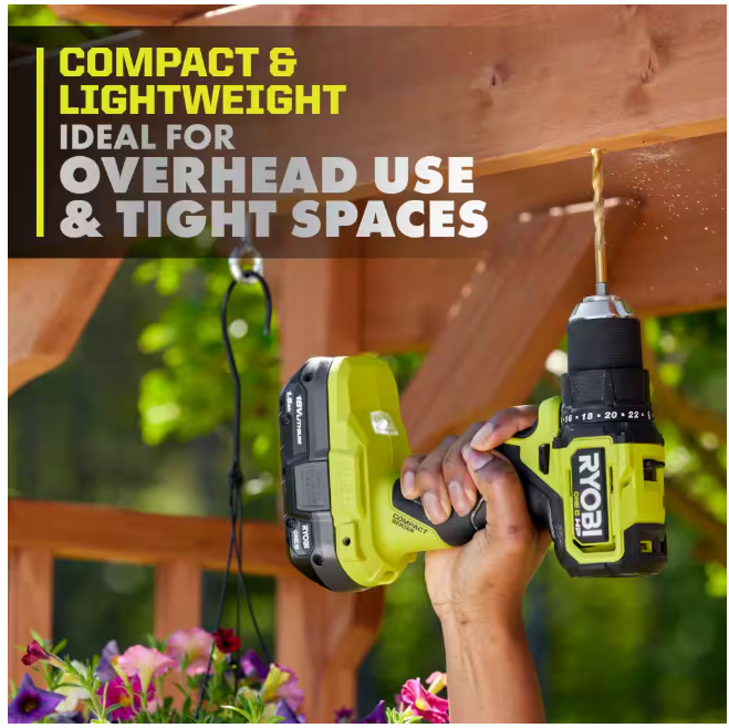 RYOBI ONE+ HP 18V Brushless Cordless Compact 2-Tool Combo Kit with Drill/Driver, One-Handed Recip Saw, 2 Ah Battery, & Charger
