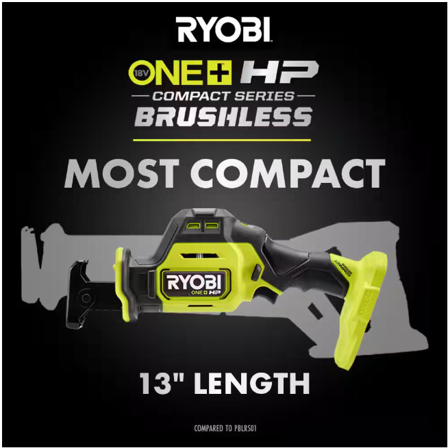 RYOBI ONE+ HP 18V Brushless Cordless Compact 2-Tool Combo Kit with Drill/Driver, One-Handed Recip Saw, 2 Ah Battery, & Charger