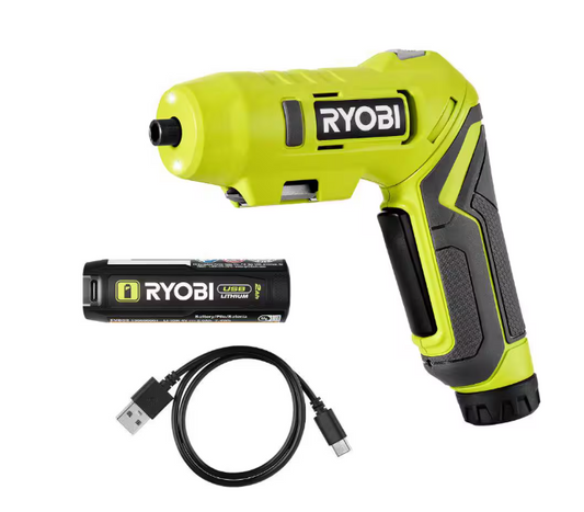 RYOBI USB Lithium Screwdriver Kit with 2.0 Ah USB Lithium Battery and Charging Cable