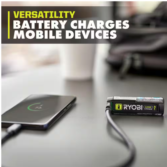 RYOBI USB Lithium Screwdriver Kit with 2.0 Ah USB Lithium Battery and Charging Cable