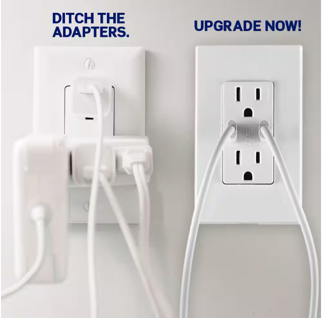 Leviton Decora 15 Amp Tamper Resistant Duplex Outlet with 60W USB-C Power Delivery Charger, White (1-Pack) T5636-BW