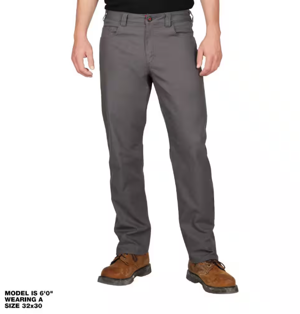 Milwaukee Men's 32 in. x 32 in. Gray Cotton/Polyester/Spandex Flex Work Pants with 6 Pockets