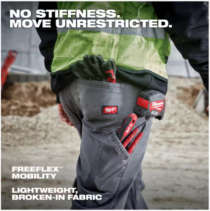 Milwaukee Men's 32 in. x 32 in. Gray Cotton/Polyester/Spandex Flex Work Pants with 6 Pockets