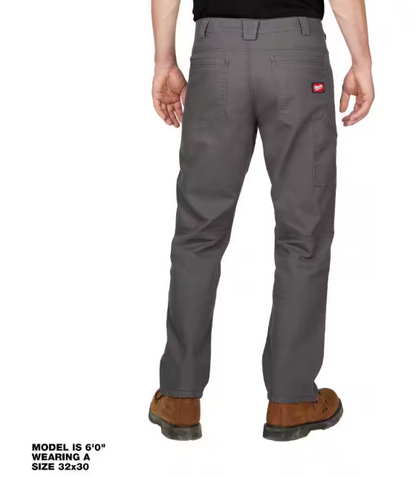 Milwaukee Men's 32 in. x 32 in. Gray Cotton/Polyester/Spandex Flex Work Pants with 6 Pockets