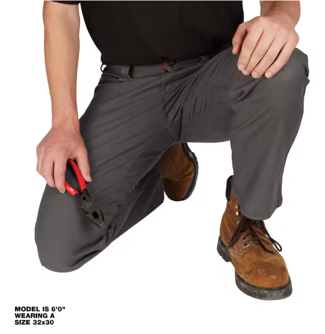 Milwaukee Men's 32 in. x 32 in. Gray Cotton/Polyester/Spandex Flex Work Pants with 6 Pockets
