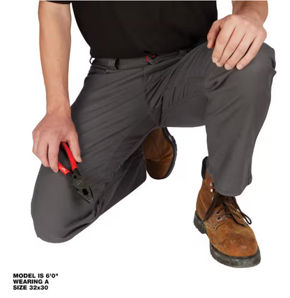 Milwaukee Men's 32 in. x 32 in. Gray Cotton/Polyester/Spandex Flex Work Pants with 6 Pockets