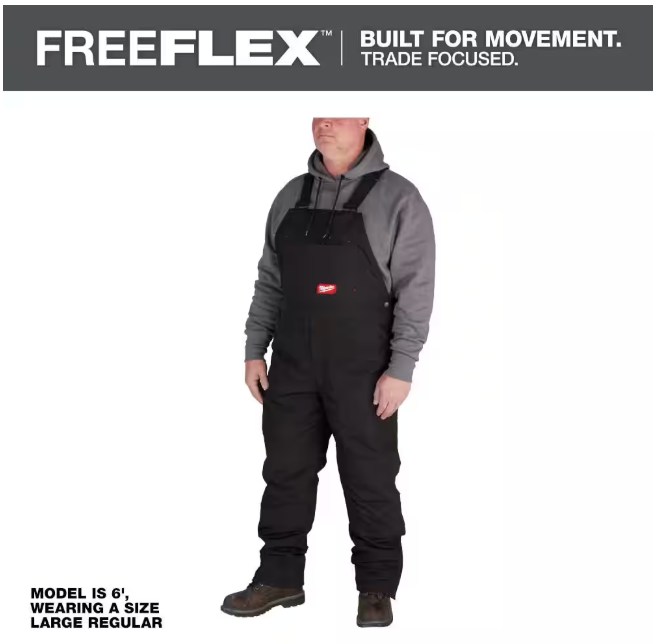 Milwaukee Men's XL-Regular Black FREEFLEX Insulated Bib Overalls