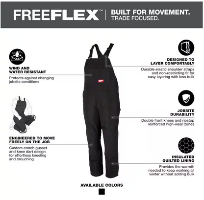 Milwaukee Men's XL-Regular Black FREEFLEX Insulated Bib Overalls