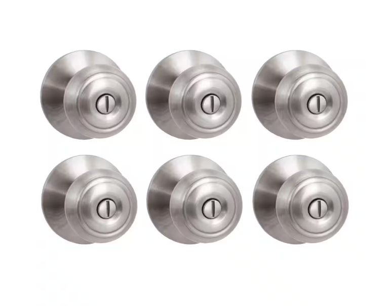 Defiant Hartford Satin Nickel Bed/Bath Door Knob Contractor Pack (6-Pack)